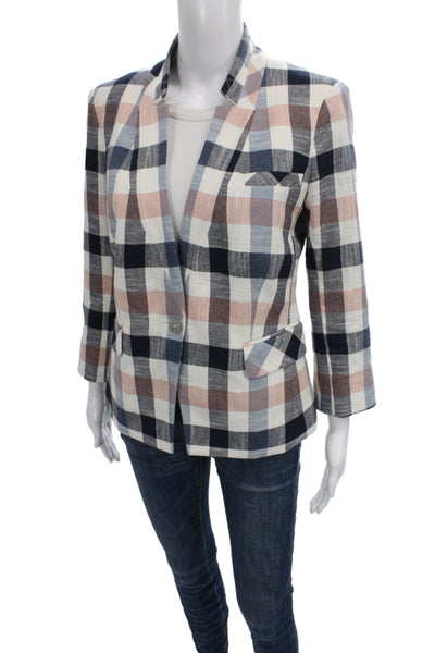 Veronica Beard Women Basic Jacket Plaid Multicolor Button Long Sleeve Size 6