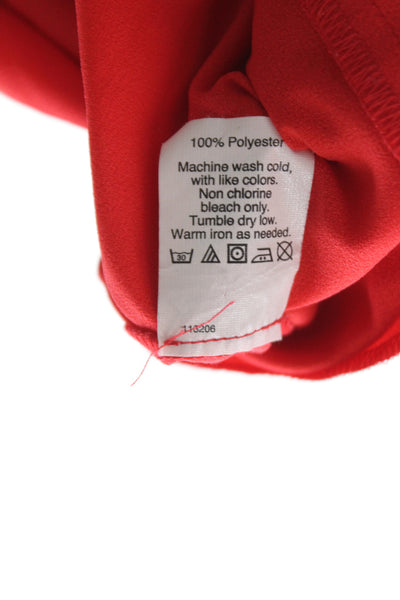 J Crew Women Red V Neck Sleeveless Basic Blouse Polyester Summer Size 6