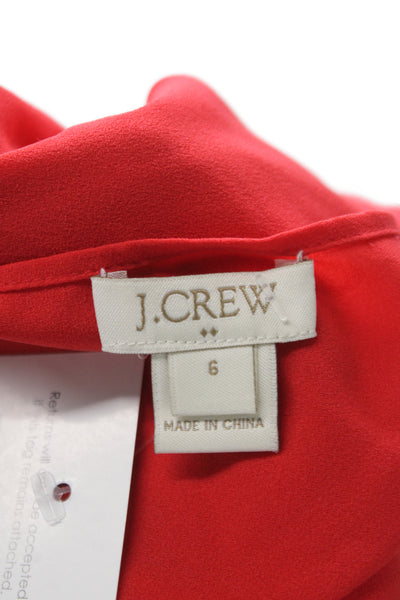 J Crew Women Red V Neck Sleeveless Basic Blouse Polyester Summer Size 6