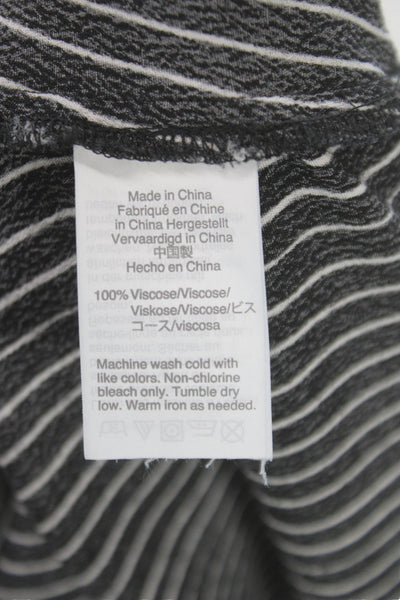 Madewell Womens Black Striped Collared Short Sleeve Viscose Blouse Size S