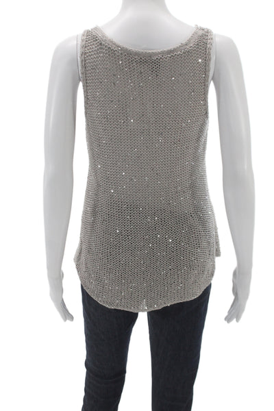 Eileen Fisher Womens Gray Cotton Sleeveless Pullover Scoop Neck Size M
