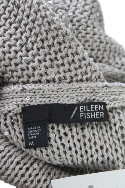 Eileen Fisher Womens Gray Cotton Sleeveless Pullover Scoop Neck Size M