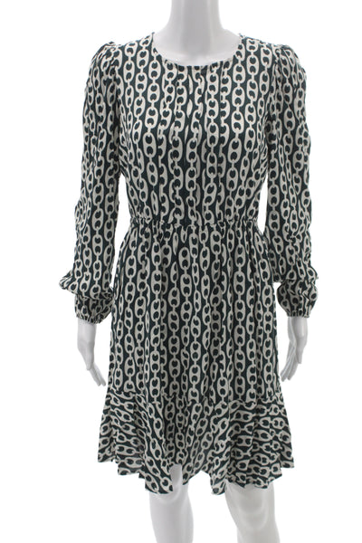 Boden Women Fit & Flare Dress Green Long Sleeve Knee Length Size 6