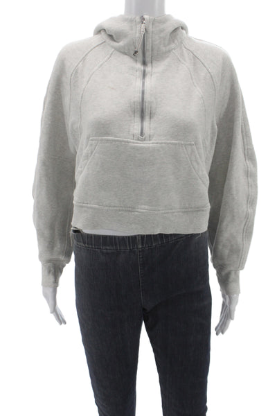 Lululemon Womens High Neck Zip Pullover Hoodie Gray 70% Cotton Size XS