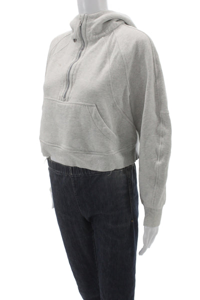 Lululemon Womens High Neck Zip Pullover Hoodie Gray 70% Cotton Size XS