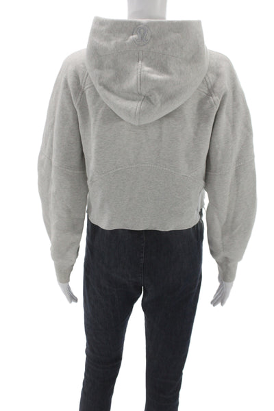 Lululemon Womens High Neck Zip Pullover Hoodie Gray 70% Cotton Size XS