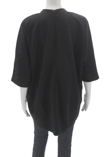 Sarah Pacini Womens Tunic Black V Neck 3/4 Sleeve Zip Cotton Size 2