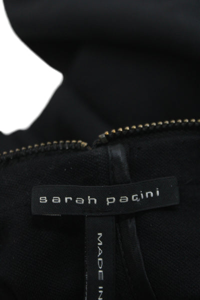 Sarah Pacini Womens Tunic Black V Neck 3/4 Sleeve Zip Cotton Size 2