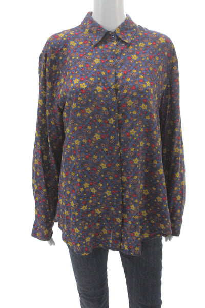 United Colors of Benetton Women Floral Cotton Button-Up Long Sleeve Size XL