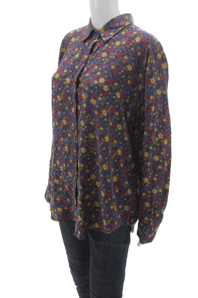 United Colors of Benetton Women Floral Cotton Button-Up Long Sleeve Size XL