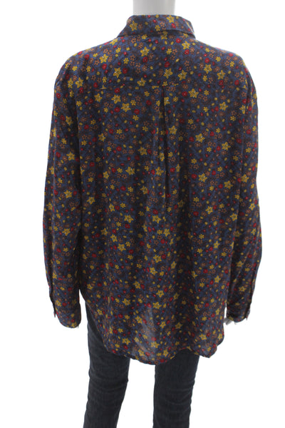 United Colors of Benetton Women Floral Cotton Button-Up Long Sleeve Size XL