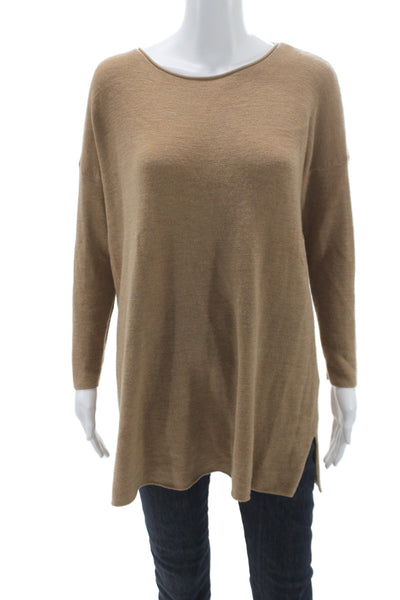 Eileen Fisher Women Brown Merino Wool Pullover Long Sleeve Round Neck Size PL