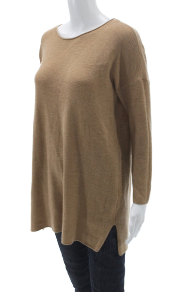 Eileen Fisher Women Brown Merino Wool Pullover Long Sleeve Round Neck Size PL