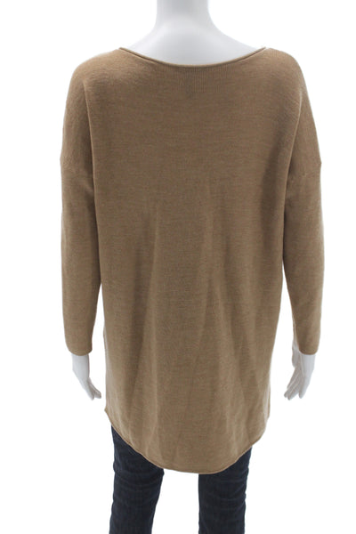 Eileen Fisher Women Brown Merino Wool Pullover Long Sleeve Round Neck Size PL