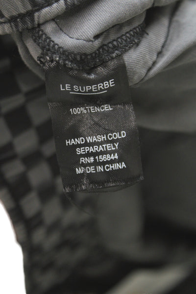 Le Superbe Women Gray Checkerboard Cargo Pants Tencel Size 10