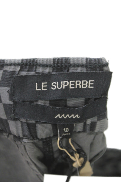 Le Superbe Women Gray Checkerboard Cargo Pants Tencel Size 10
