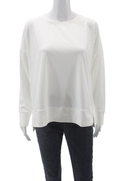 Eileen Fisher Womens Basic Long Sleeve Organic Cotton Tee White Size L