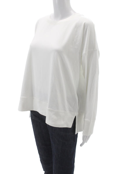 Eileen Fisher Womens Basic Long Sleeve Organic Cotton Tee White Size L