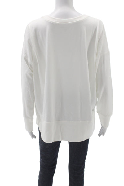 Eileen Fisher Womens Basic Long Sleeve Organic Cotton Tee White Size L