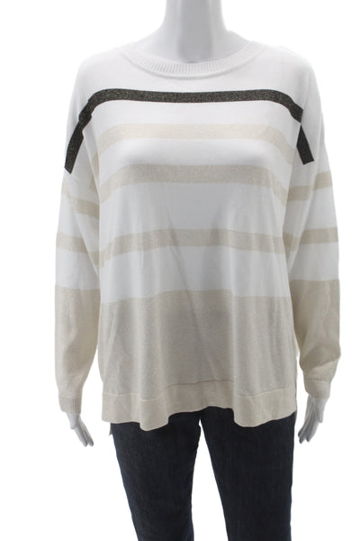 Planet by Lauren G Womens White Striped Pullover Pima Cotton Size One Size