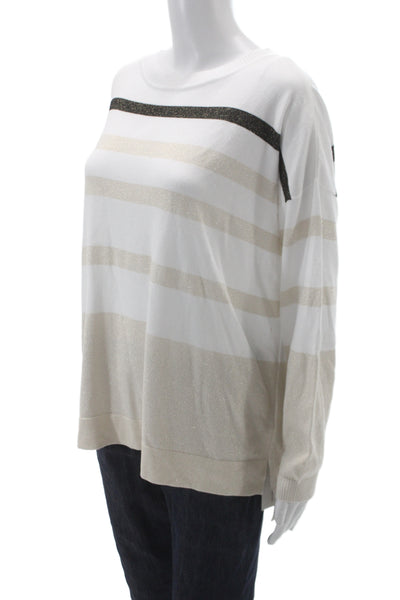 Planet by Lauren G Womens White Striped Pullover Pima Cotton Size One Size