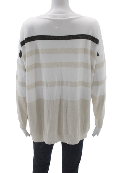 Planet by Lauren G Womens White Striped Pullover Pima Cotton Size One Size