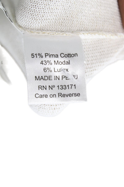 Planet by Lauren G Womens White Striped Pullover Pima Cotton Size One Size