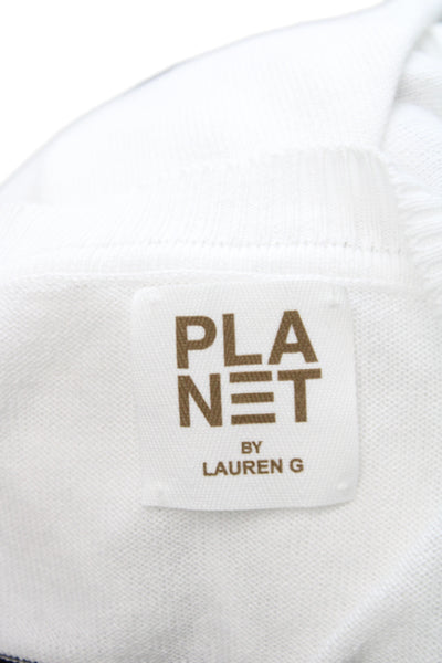 Planet by Lauren G Womens White Striped Pullover Pima Cotton Size One Size