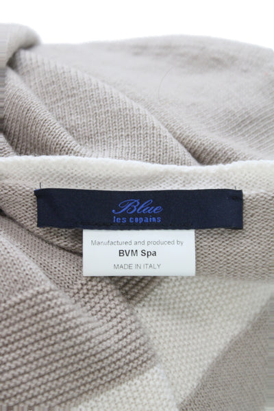 Blue Les Copains Women Pullover Striped Beige Knit Roundneck Long Sleeve Size S