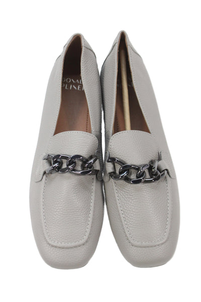 Donald J Pliner Womens Leather Chain Link Bethany Loafers Grey Size 9.5 Medium