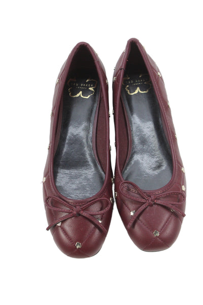 Ted Baker London Womens Leather Quilted Magnolia Ballet Flats Purple Size 40 10