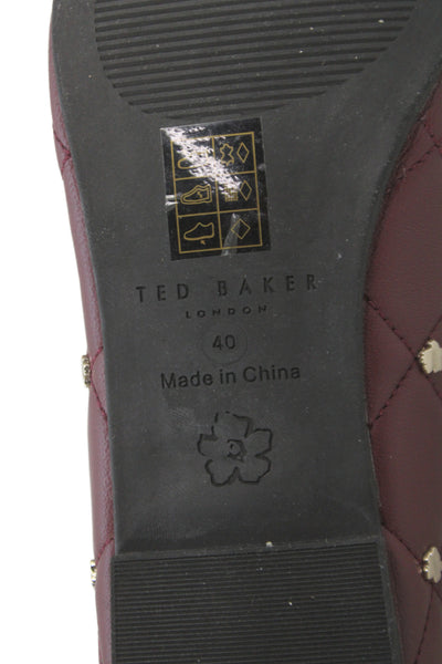 Ted Baker London Womens Leather Quilted Magnolia Ballet Flats Purple Size 40 10