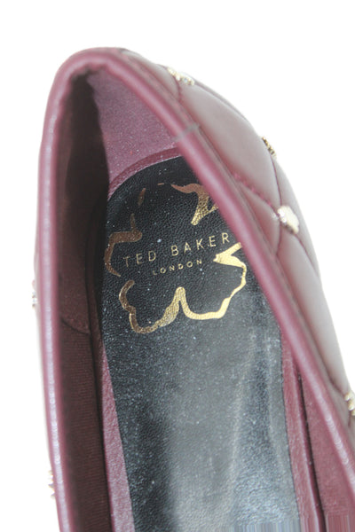Ted Baker London Womens Leather Quilted Magnolia Ballet Flats Purple Size 40 10