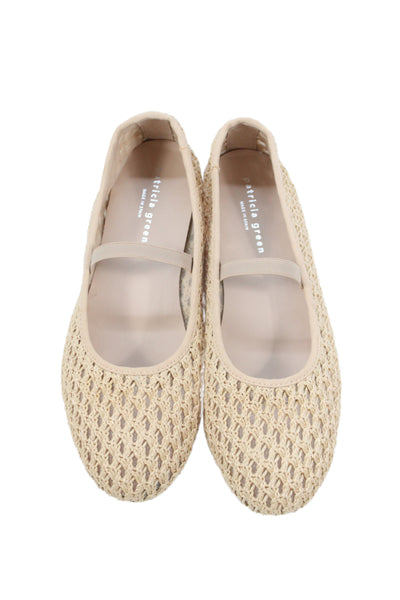 Patricia Green Womens Monaco Raffia Ballet Flats Natural Beige Size 10