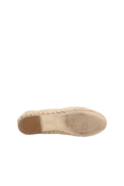 Patricia Green Womens Monaco Raffia Ballet Flats Natural Beige Size 10