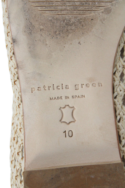 Patricia Green Womens Monaco Raffia Ballet Flats Natural Beige Size 10