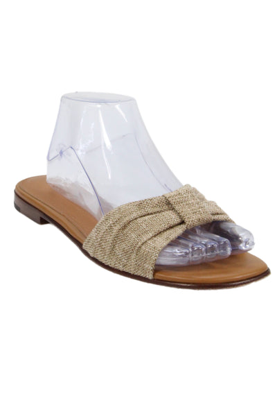 J. Mclaughlin Womens Slide On Sandals Natural Brown Size 9.5