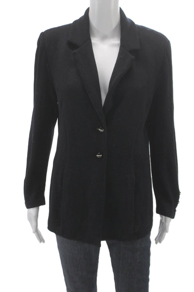 St. John Basics Womens Knit Button Down Blazer Black Size 10