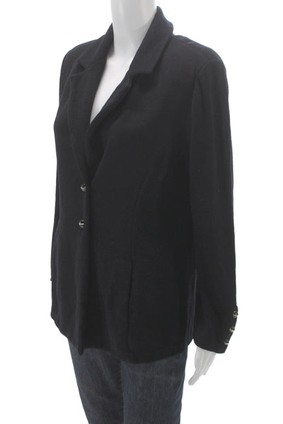 St. John Basics Womens Knit Button Down Blazer Black Size 10
