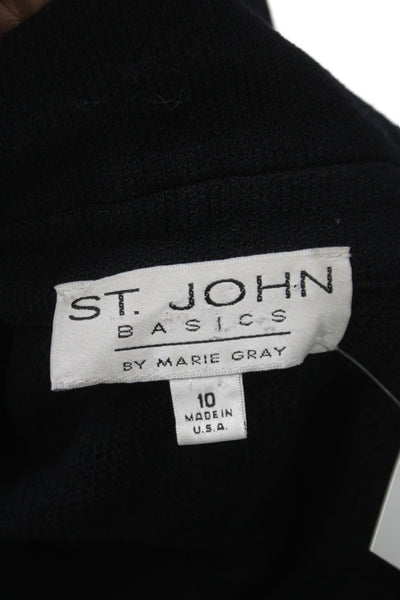 St. John Basics Womens Knit Button Down Blazer Black Size 10