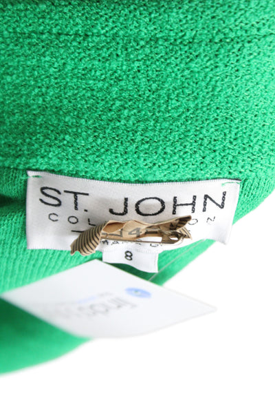 St. John Collection Women Basic Wool Blend Jacket Green Button Size 8