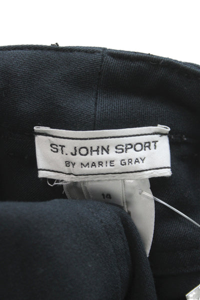 St. John Sport By Marie Gray Womens Dress Pants Black Cotton Size 14