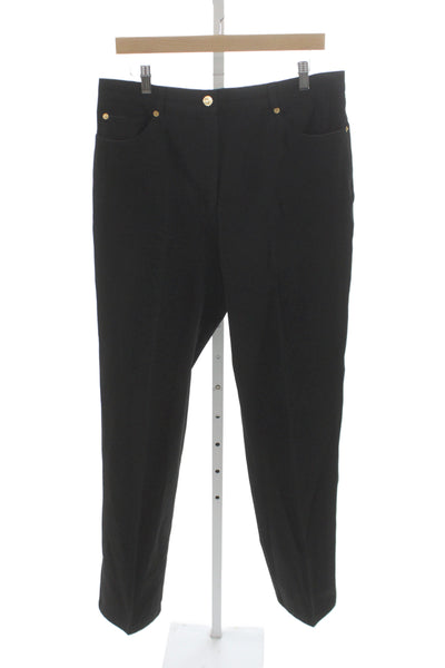 St. John By Marie Gray Women Dress Pants Black Button Size 14