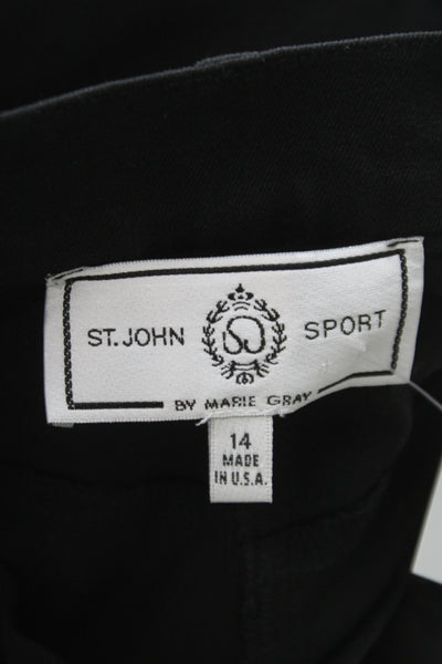 St. John By Marie Gray Women Dress Pants Black Button Size 14