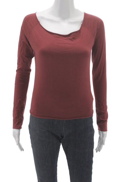 Brandy Melville Women Basic Red Long Sleeve Scoop Neck T-Shirt Size One Size
