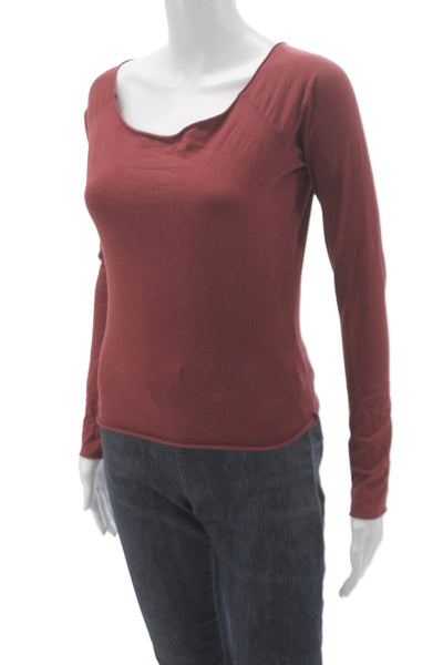 Brandy Melville Women Basic Red Long Sleeve Scoop Neck T-Shirt Size One Size