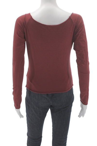 Brandy Melville Women Basic Red Long Sleeve Scoop Neck T-Shirt Size One Size