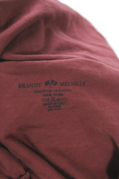 Brandy Melville Women Basic Red Long Sleeve Scoop Neck T-Shirt Size One Size
