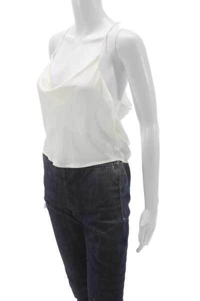 Zara Womens White Cowl Neck Tank 100% Viscose Size S
