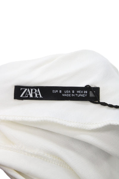 Zara Womens White Cowl Neck Tank 100% Viscose Size S